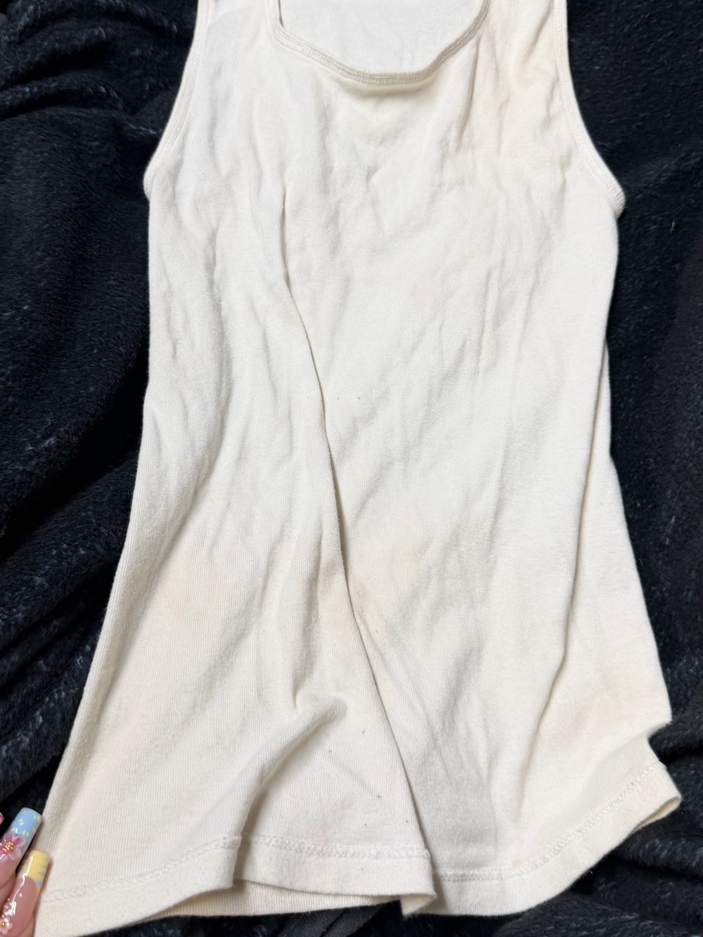Source Unknown Cream Ribbed Tank Top